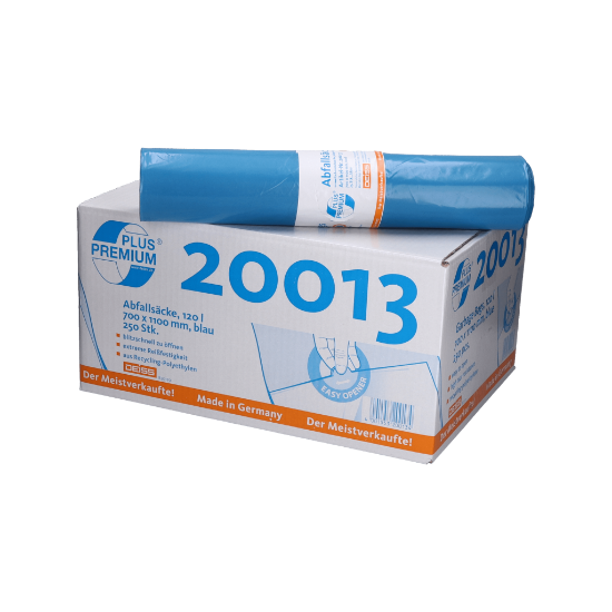 Bild von 120 l Müllsäcke - blau - Der Meistverkaufte! - PREMIUM PLUS® – Klimaneutralisiert & extra reißfest